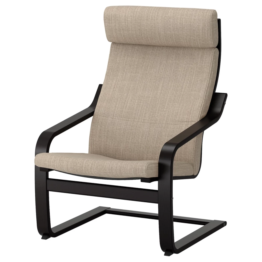Кресло-качалка - POÄNG / POАNG IKEA/  ПОЭНГ ИКЕА,  72х62 см, бежевый (изображение №2)