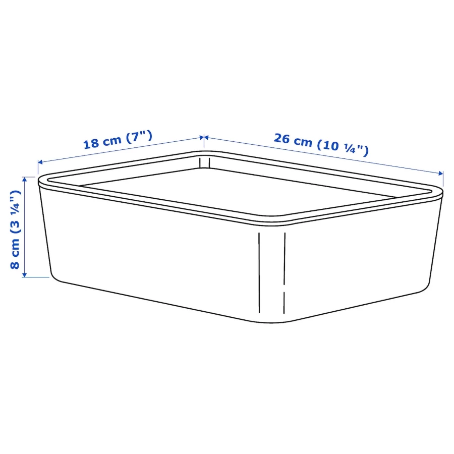 Коробка с крышкой - KUGGIS IKEA/  КУГГИС ИКЕА, 18x26x8 см, белый (изображение №7)