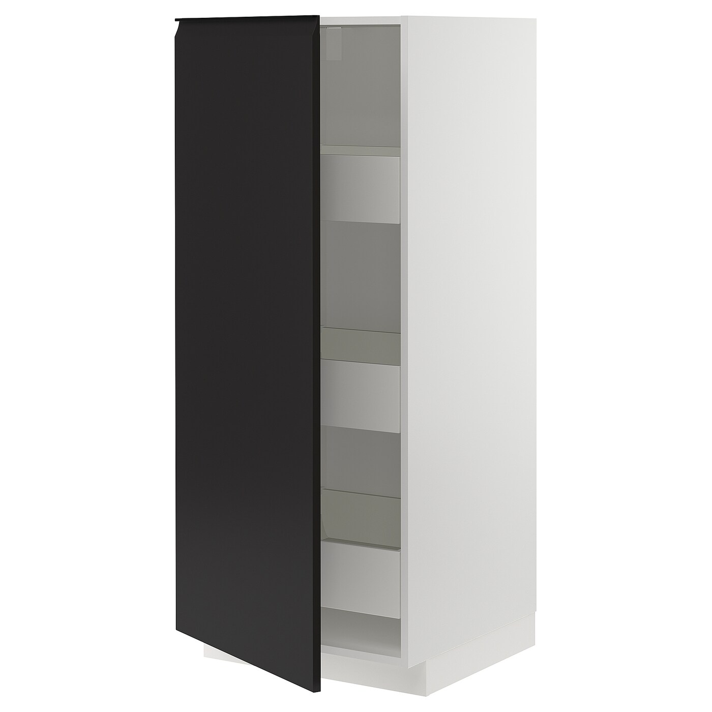 Высокий шкаф с ящиками - IKEA METOD/MAXIMERA/МЕТОД/МАКСИМЕРА ИКЕА, 140х60х60 см, черный/белый
