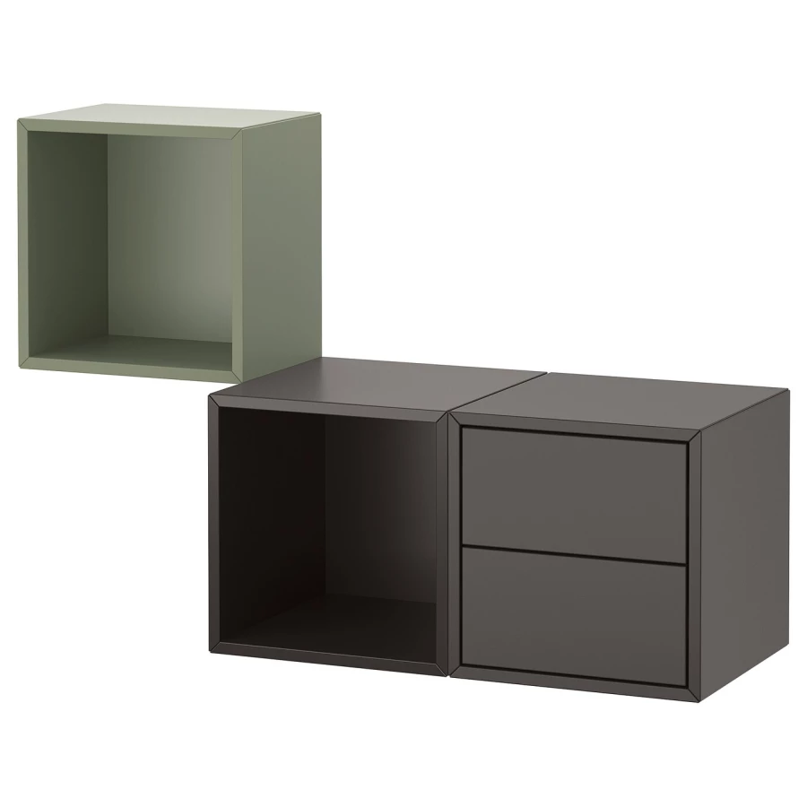 Комбинация для хранения - EKET IKEA/ ЭКЕТ ИКЕА,  105х70 см,   зеленый/темно-серый (изображение №1)