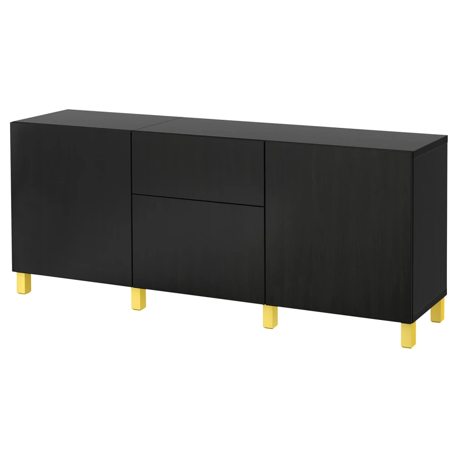 Комбинация для хранения - BESTÅ/ BESTА IKEA/ БЕСТА/БЕСТО ИКЕА, 180х74 см, черный/желтый (изображение №1)