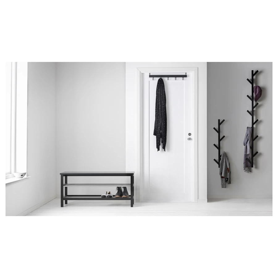Скамейка с местом для обуви - TJUSIG IKEA/ЧУСИГ ИКЕА, 108x50 см, черный (изображение №5)