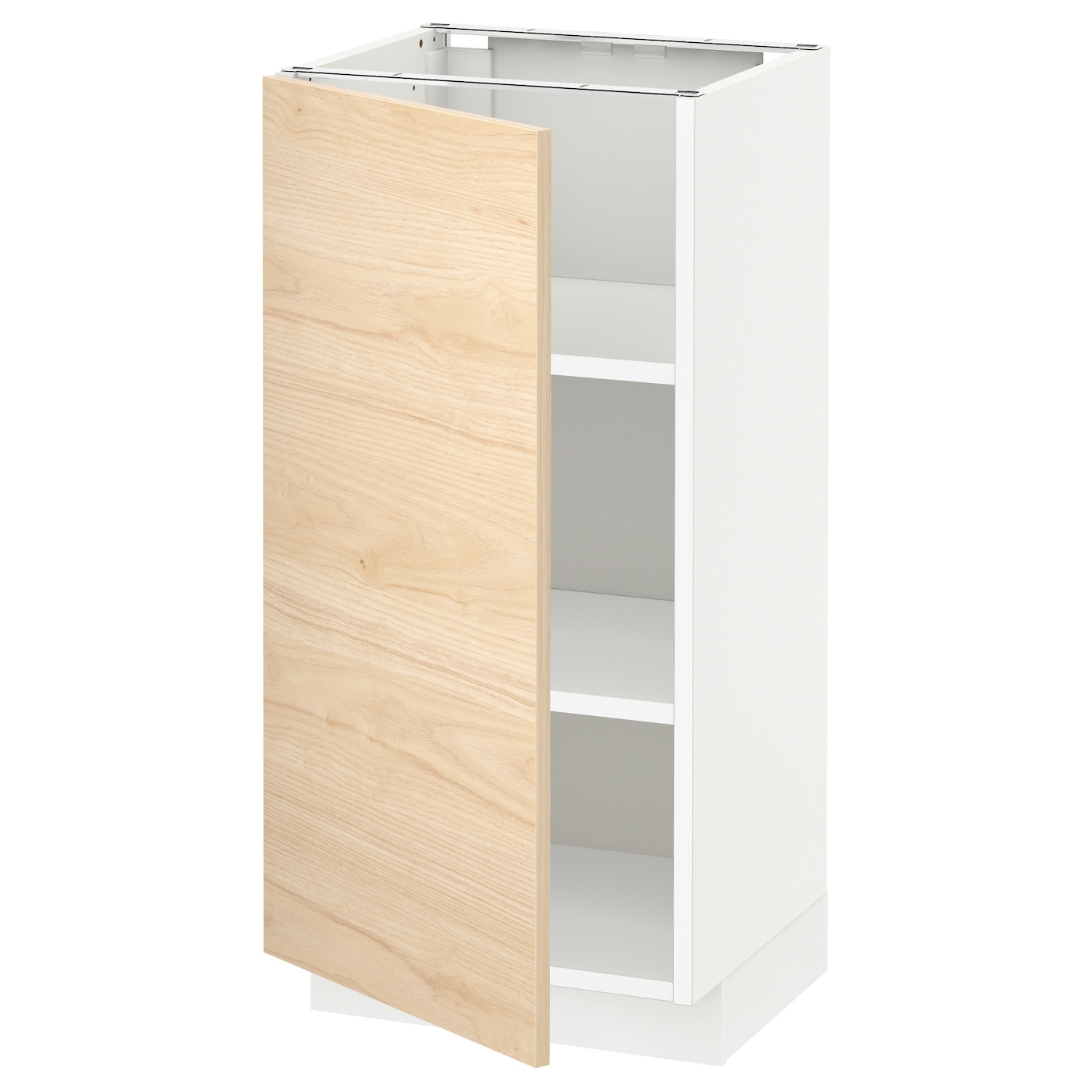 Напольный шкаф - IKEA METOD, 88x39x40см, белый/светлый ясень, МЕТОД ИКЕА