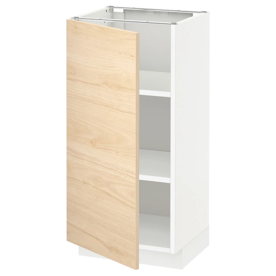 Напольный шкаф - IKEA METOD, 88x39x40см, белый/светлый ясень, МЕТОД ИКЕА (изображение №1)