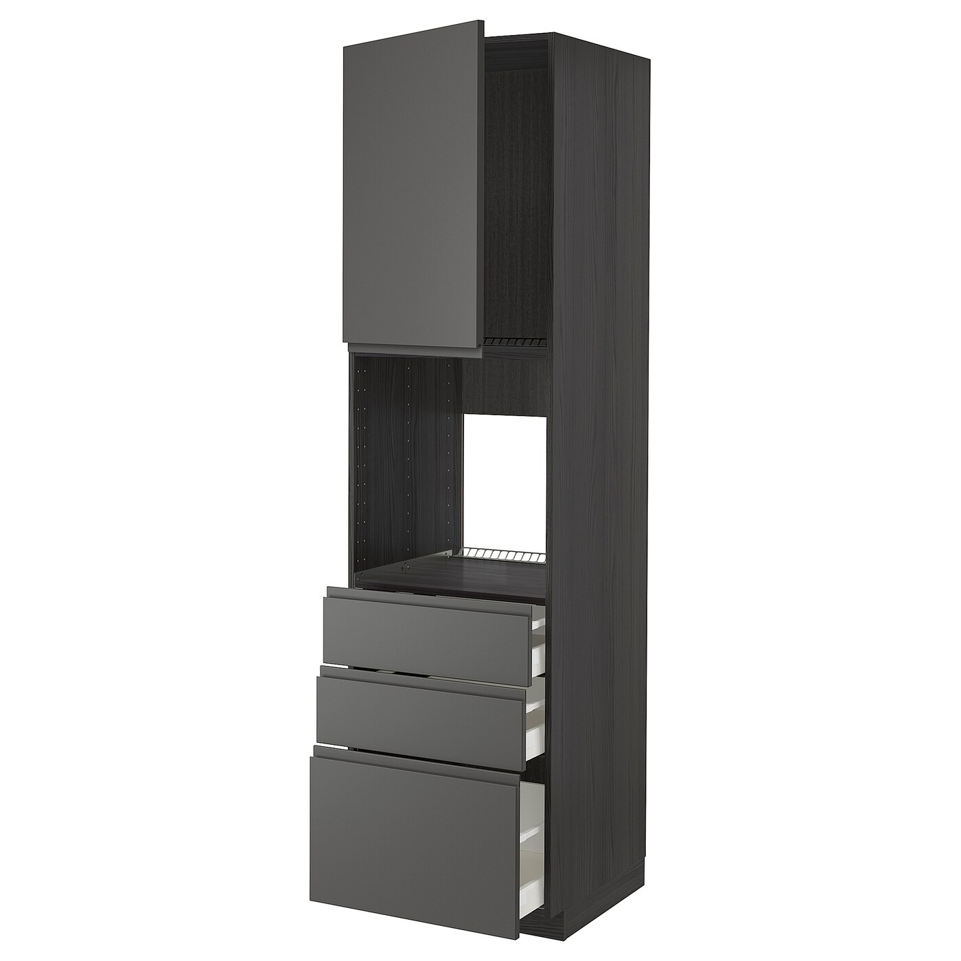 Высокий шкаф с ящиками - IKEA METOD/MAXIMERA/МЕТОД/МАКСИМЕРА ИКЕА, 220х60х60 см, черный