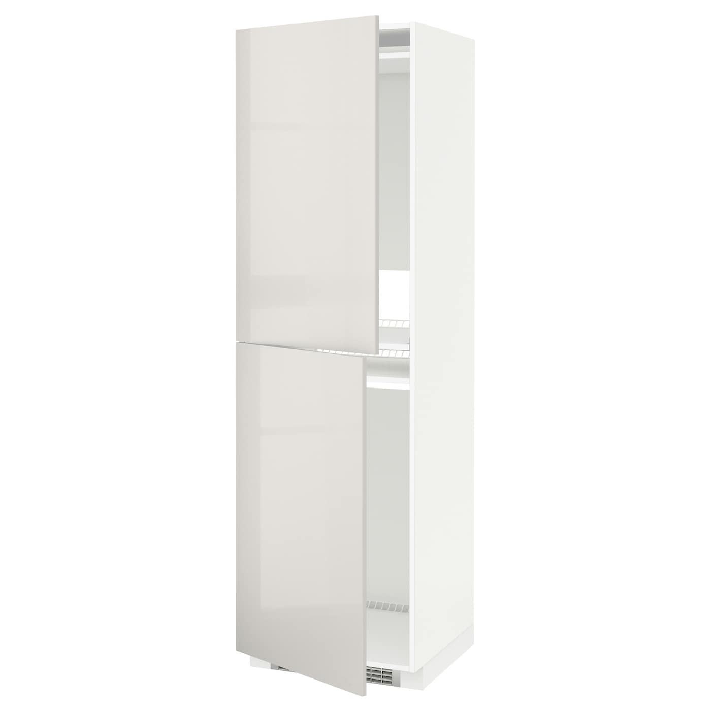 Высокий кухонный шкаф - IKEA METOD/МЕТОД ИКЕА, 200х60х60 см, белый/светло-серый глянцевый