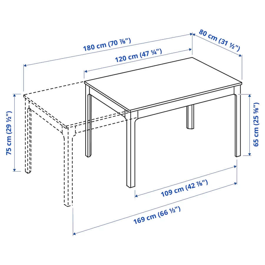Стол и 2 скамейки - EKEDALEN / EKEDALEN IKEA/ ЭКЕДАЛЕН ИКЕА, 180/120 см, коричневый (изображение №4)