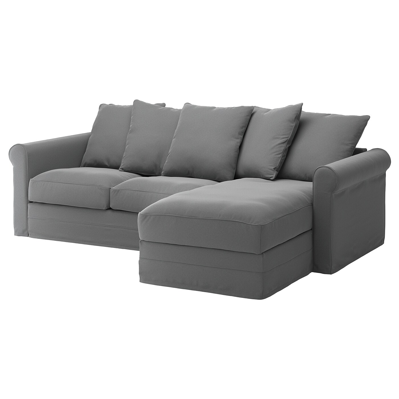 Чехол на 4-местный диван с шезлонгом - IKEA GRÖNLID/GRONLID/ГРЁНЛИД ИКЕА, 38х9х57 см, серый
