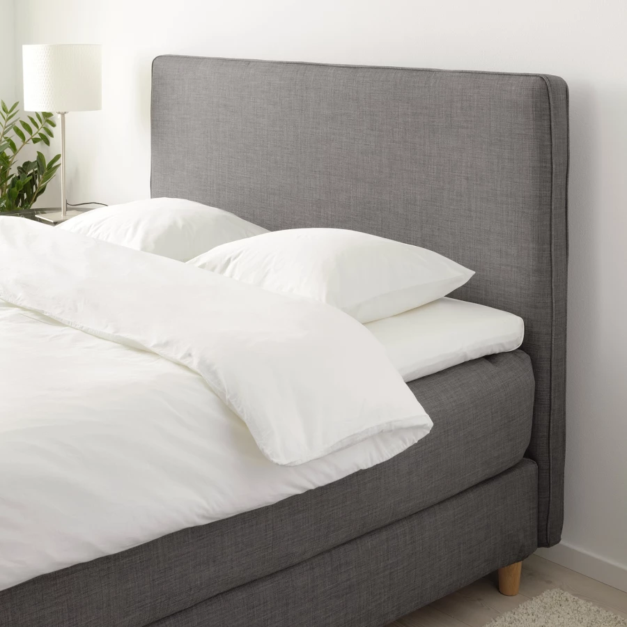 Континентальная кровать - IKEA DUNVIK, 200х160 см, жесткий матрас, темно-серый, ДУНВИК ИКЕА (изображение №4)