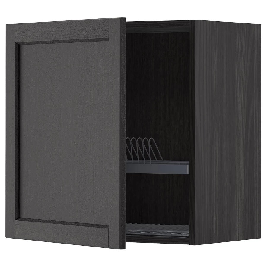 Навесной шкаф с сушилкой - METOD IKEA/ МЕТОД ИКЕА, 60х60 см, черный (изображение №1)