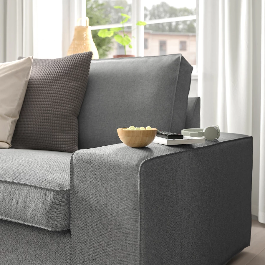 5-местный угловой диван - IKEA KIVIK, 83x95x257/297см, серый/светло-серый, КИВИК ИКЕА (изображение №3)