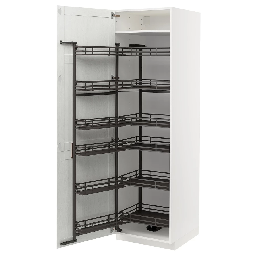 Высокий шкаф с выдвижной кладовой - IKEA METOD/МЕТОД ИКЕА, 60х60х200 см, белый (изображение №1)