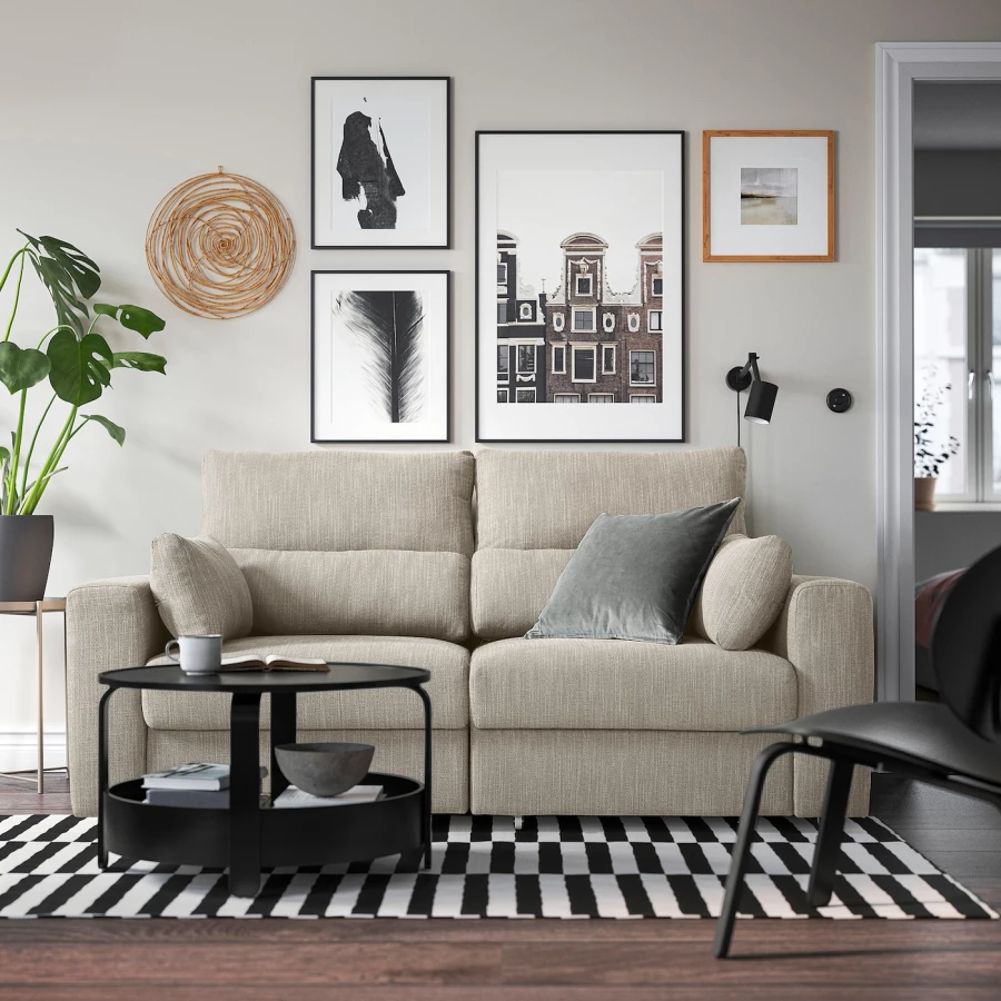 2-местный диван - IKEA ESKILSTUNA/ЭСКИЛЬСТУНА ИКЕА, 81х58х111 см, бежевый (изображение №3)