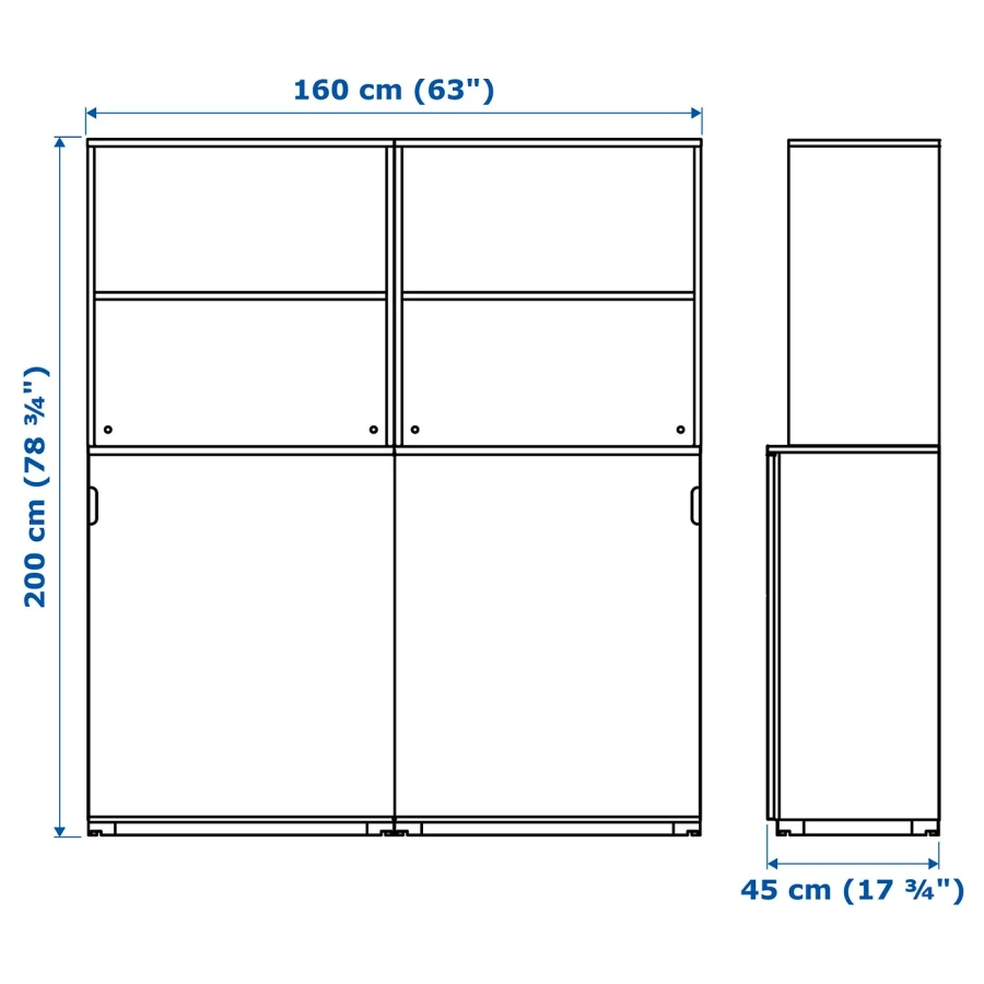 Комбинация с раздвижными дверями - IKEA GALANT/ГАЛАНТ ИКЕА, 200х45х160 см, белый (изображение №6)