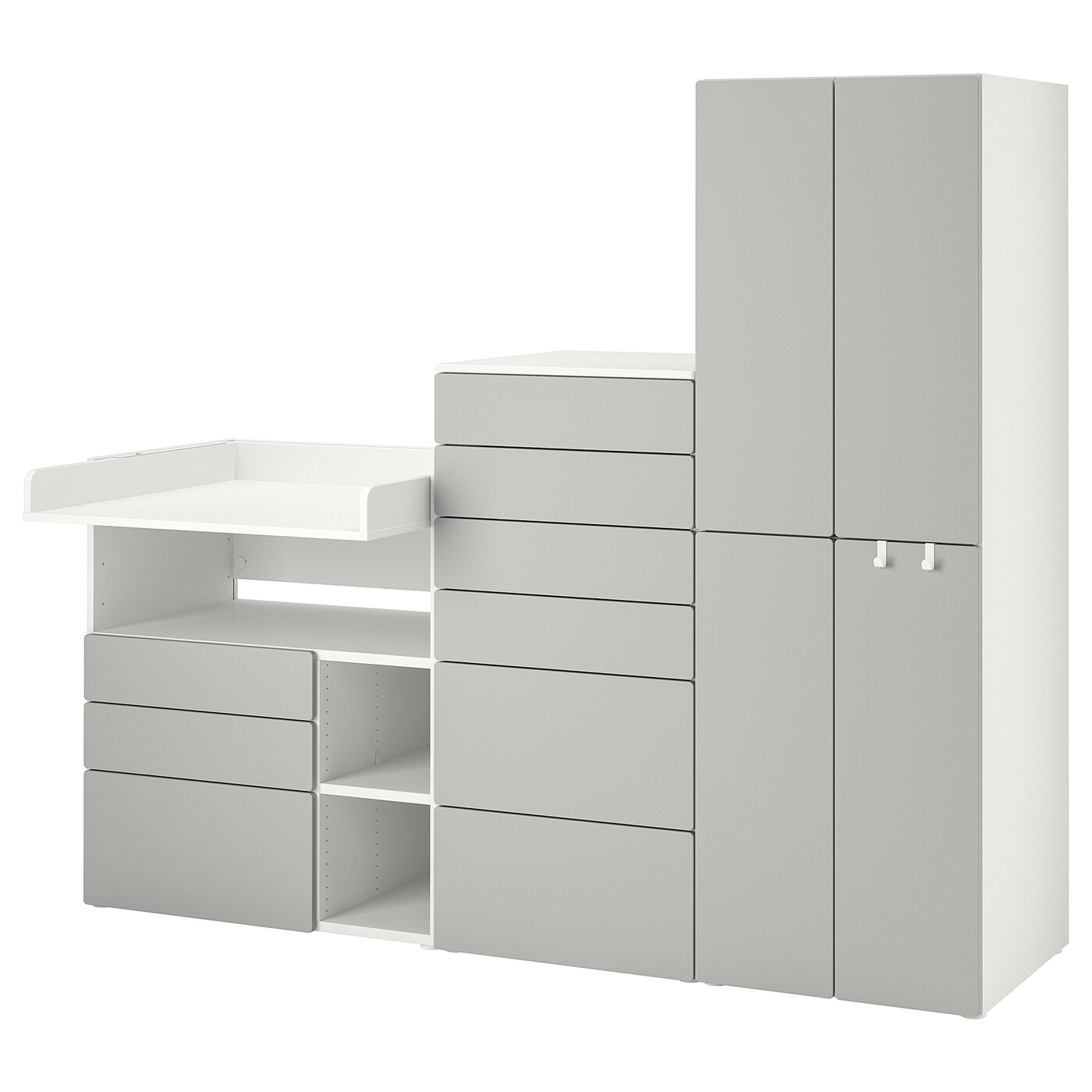 Шкаф детский - IKEA PLATSA/SMÅSTAD/SMASTAD, 210x79x181 см, белый/серый, ИКЕА