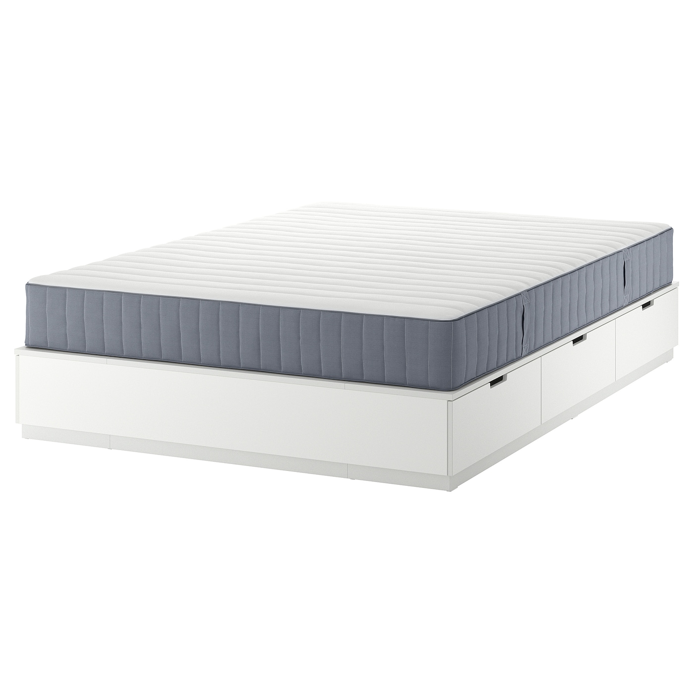 Каркас кровати с ящиком и матрасом - IKEA NORDLI, 200х140 см, матрас средне-жесткий, белый, НОРДЛИ ИКЕА