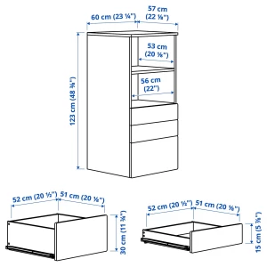 Второе фото. Комод детский - IKEA PLATSA/SMÅSTAD/SMASTAD, 60x55x123 см, белый, ИКЕА