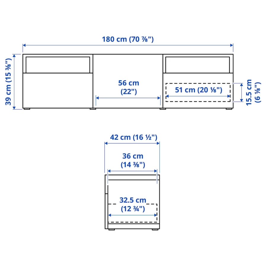 Тумба под ТВ - IKEA BESTÅ/BESTA, 180x42x39 см, белый, Бесто ИКЕА (изображение №9)