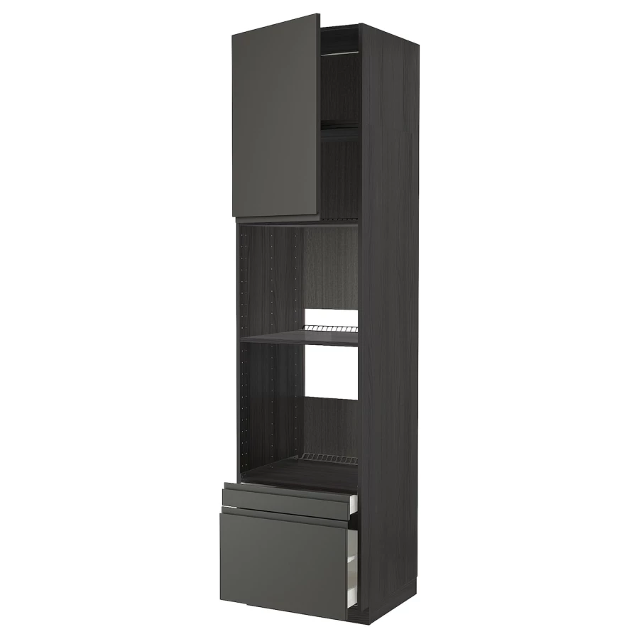 Высокий шкаф с ящиками - IKEA METOD/MAXIMERA/МЕТОД/МАКСИМЕРА ИКЕА, 240х60х60 см, черный (изображение №1)