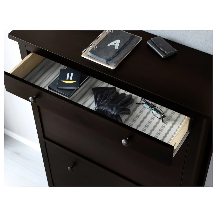 Шкаф/хранилище для обуви - HEMNES IKEA/ ХЕМНЭС ИКЕА, 89x127 см, коричневый (изображение №4)