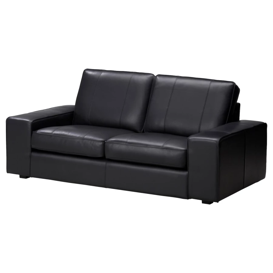 2-местный диван - IKEA KIVIK, 190х95х83 см, черный, кожа, КИВИК ИКЕА (изображение №1)