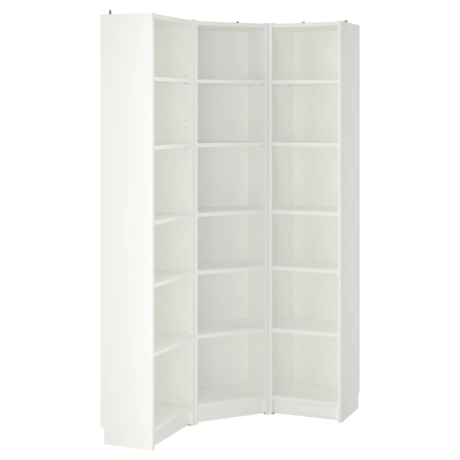 Угловой книжный шкаф - BILLY IKEA/БИЛЛИ ИКЕА, 28х95х202 см, белый (изображение №1)
