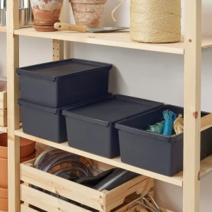 Второе фото. Контейнер с крышкой- UPPSNOFSAD IKEA/ УППСНОФСАД ИКЕА, 35x25x14 см, черный