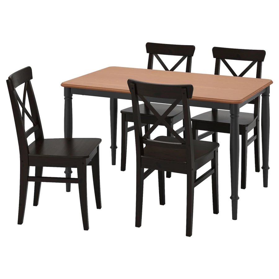 Стол и 4 стула - DANDERYD / INGOLF IKEA/ ДАНДЕРИД/ИНГОЛЬФ ИКЕА, 130х80х75 см, черный/коричневый (изображение №1)