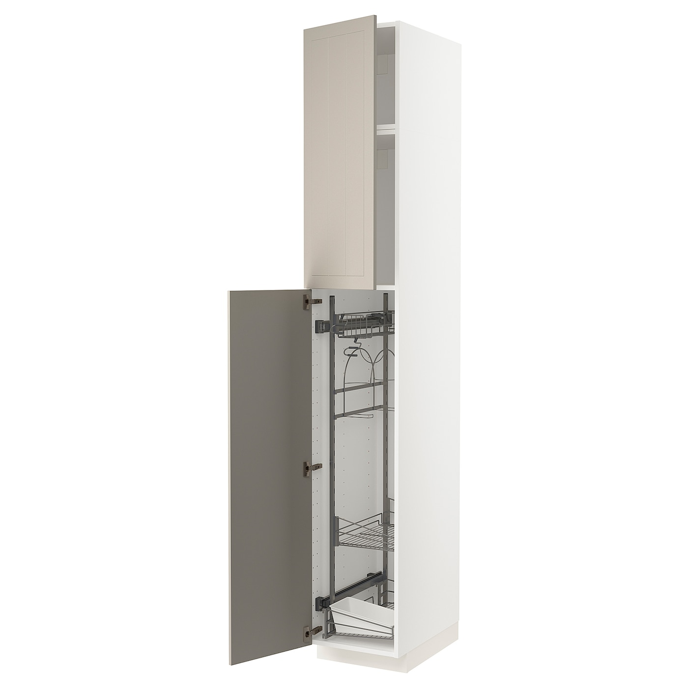 Высокий шкаф/бытовой - IKEA METOD/МЕТОД ИКЕА, 240х60х40 см, белый/бежевый
