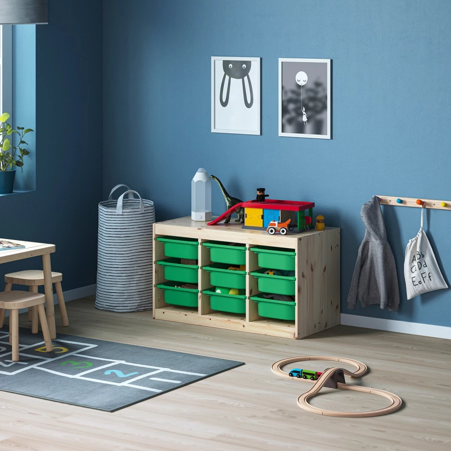 Стеллаж - IKEA TROFAST, 93х44х52 см, сосна/зеленый, ТРУФАСТ ИКЕА (изображение №2)