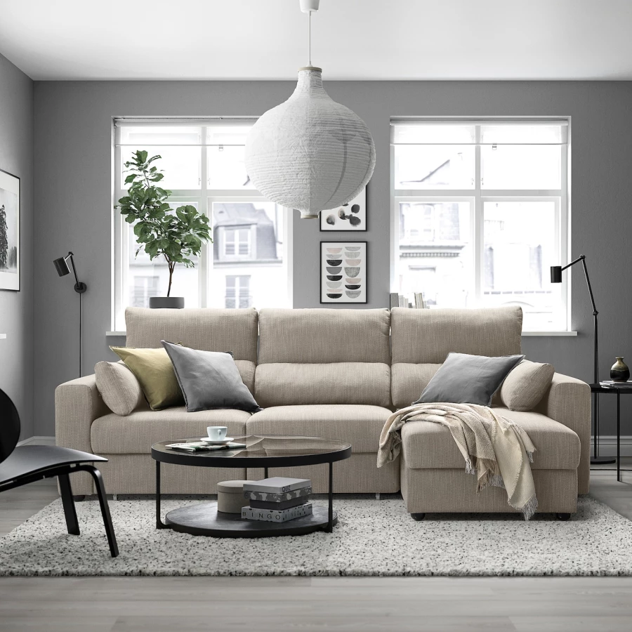 3-местный диван - IKEA ESKILSTUNA/ЭСКИЛЬСТУНА ИКЕА, 268х109х100 см, бежевый (изображение №3)