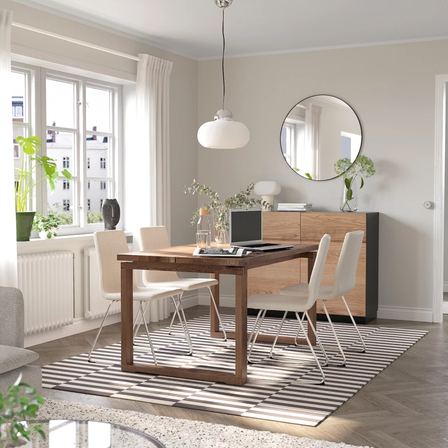 Стол и 4 стула - MÖRBYLÅNGA / LILLÅNÄS/LILLАNАS / MОRBYLАNGA IKEA/  МЁРБИЛОНГА / ЛИЛЛОНЭС ИКЕА,  140х85 см,  коричневый/ серый (изображение №2)