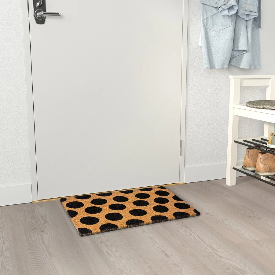 Коврик придверный IKEA TÅGFORDON/ТОГФОРДОН ИКЕА, 40х60 см, черный/оранжевый (изображение №3)