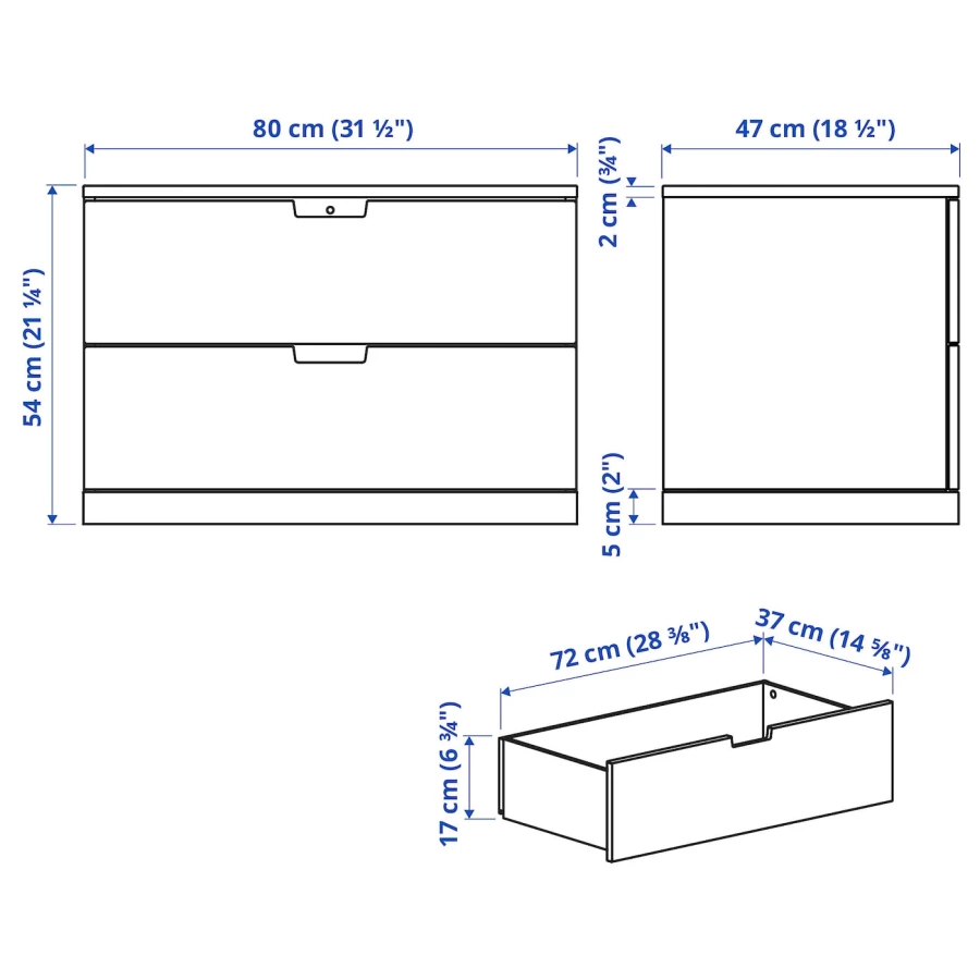 Комод - IKEA NORDLI/НОРДЛИ ИКЕА, 47х54х80 см, белый (изображение №6)