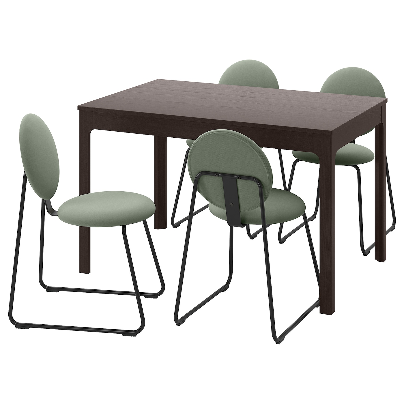 Стол и 4 стула - IKEA EKEDALEN/MÅNHULT/MANHULT/ ЭКЕДАЛЕН/МАНГУЛЬТ ИКЕА, 120/180х80 см, темно-коричневый/зеленый