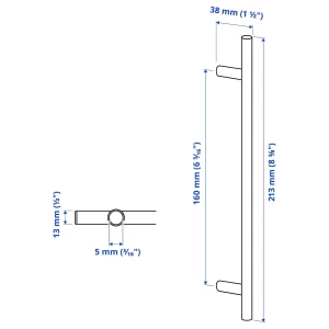 Второе фото. Ручка-рейлинг - IKEA KALLRÖR/KALLROR, 21.3 см, нержавеющая сталь, КАЛЛРЕР ИКЕА