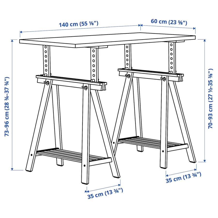 Письменный стол - IKEA LAGKAPTEN/MITTBACK, 140х60 см, белый антрацит/береза, ЛАГКАПТЕН/МИТТБАКК ИКЕА (изображение №9)