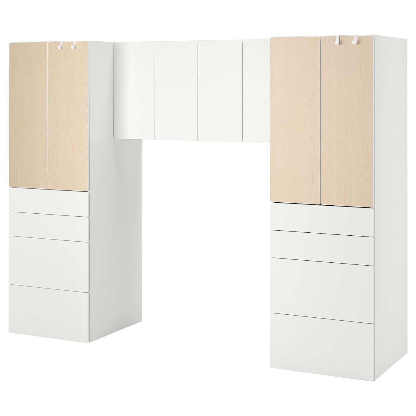 Детская гардеробная комбинация - IKEA PLATSA SMÅSTAD/SMASTAD, 181x57x240см, белый/светло-коричневый, ПЛАТСА СМОСТАД ИКЕА