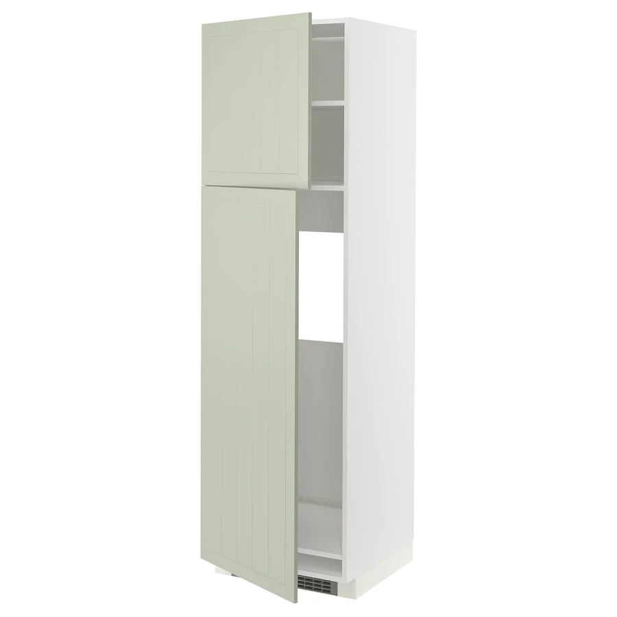 Кухонный шкаф-пенал - IKEA METOD/МЕТОД ИКЕА, 200х60х60 см, белый/зеленый (изображение №1)