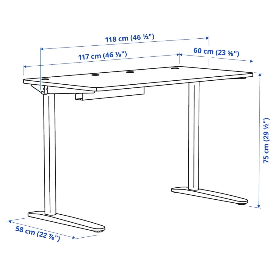 Письменный стол с ящиками - IKEA RELATERA/РЕЛАТЕРА ИКЕА, белый/зеленый (изображение №3)