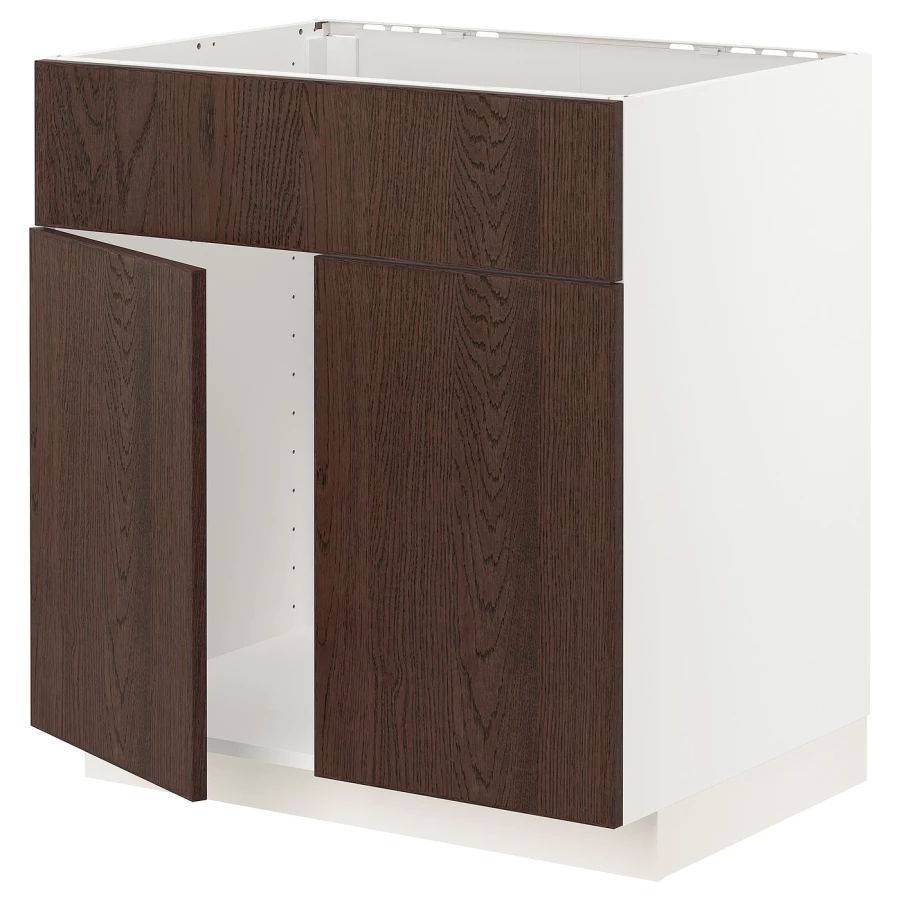 Напольный шкаф  - IKEA METOD, 88x62x80см, белый/коричневый, МЕТОД ИКЕА (изображение №1)