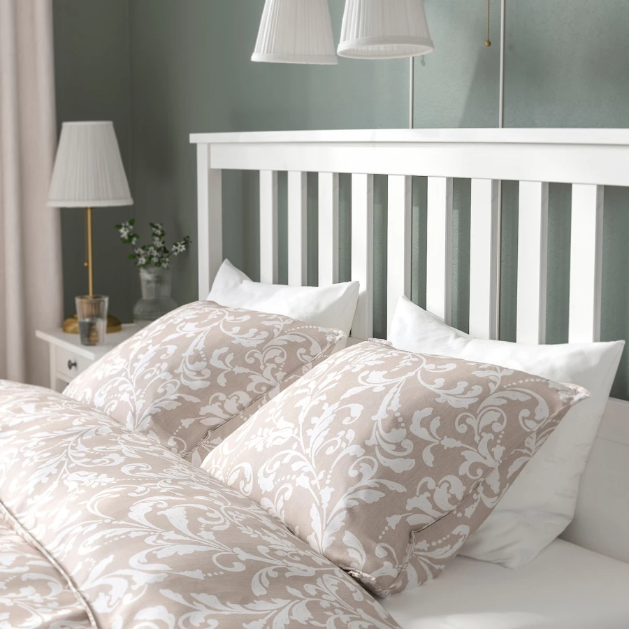 Каркас кровати - IKEA HEMNES, 200х140 см, матрас средне-жесткий, белый, ХЕМНЕС ИКЕА (изображение №10)