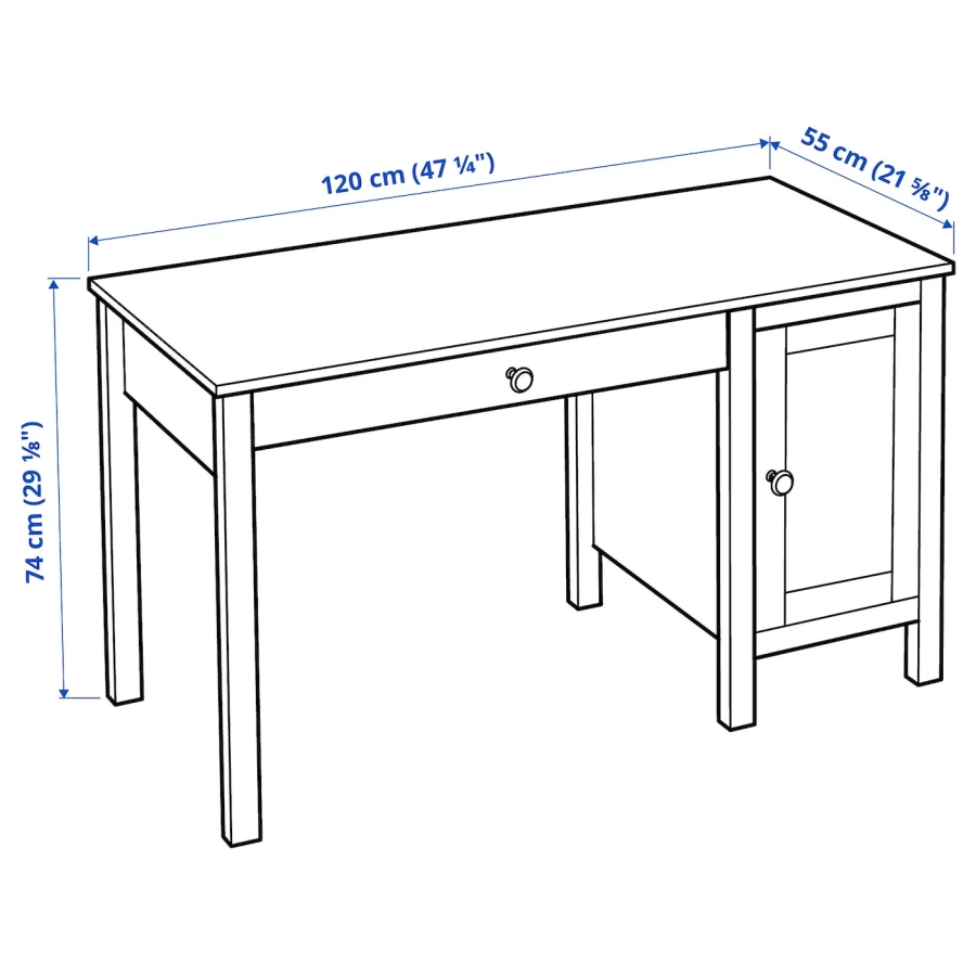Письменный стол с ящиками - IKEA HEMNES/ ХЕМНЭС ИКЕА, 120х55 см, черный (изображение №3)