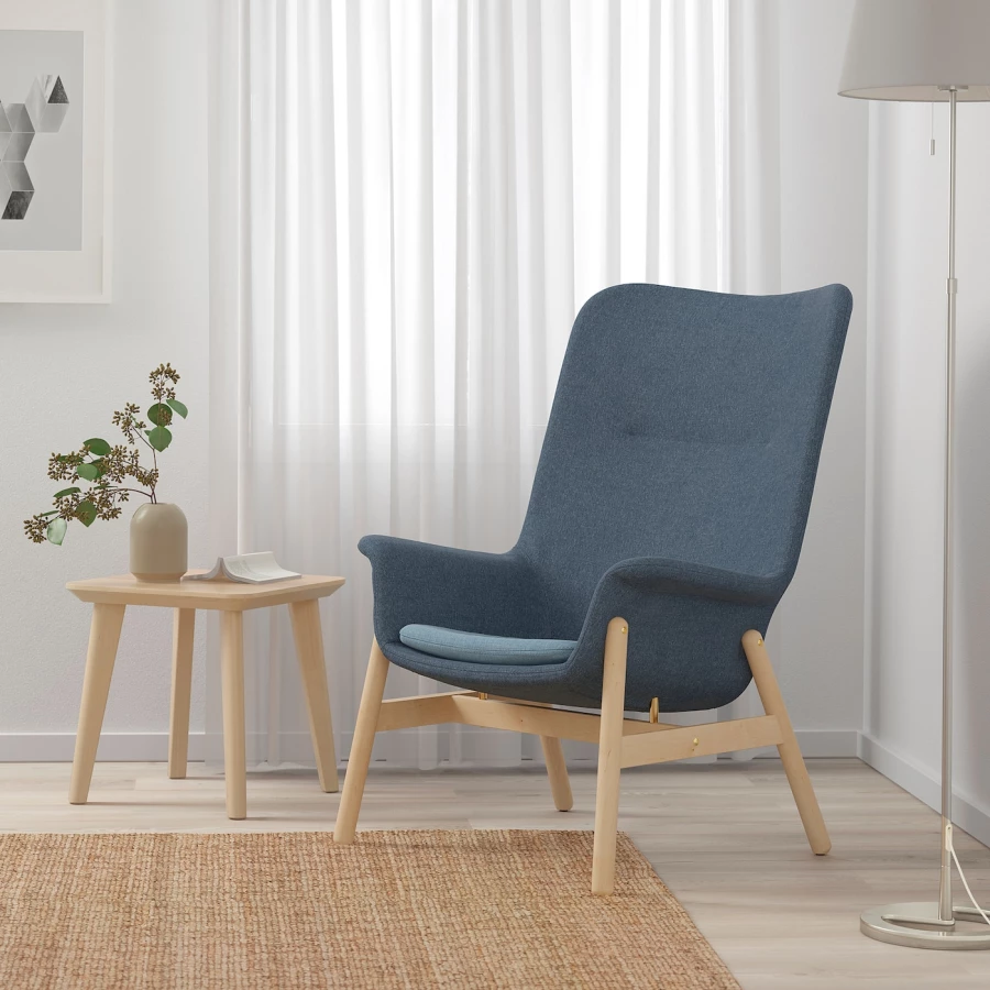 Кресло с высокой спинкой - IKEA VEDBO/ВЕДБО ИКЕА, 108х85х80 см, темно-синий (изображение №2)