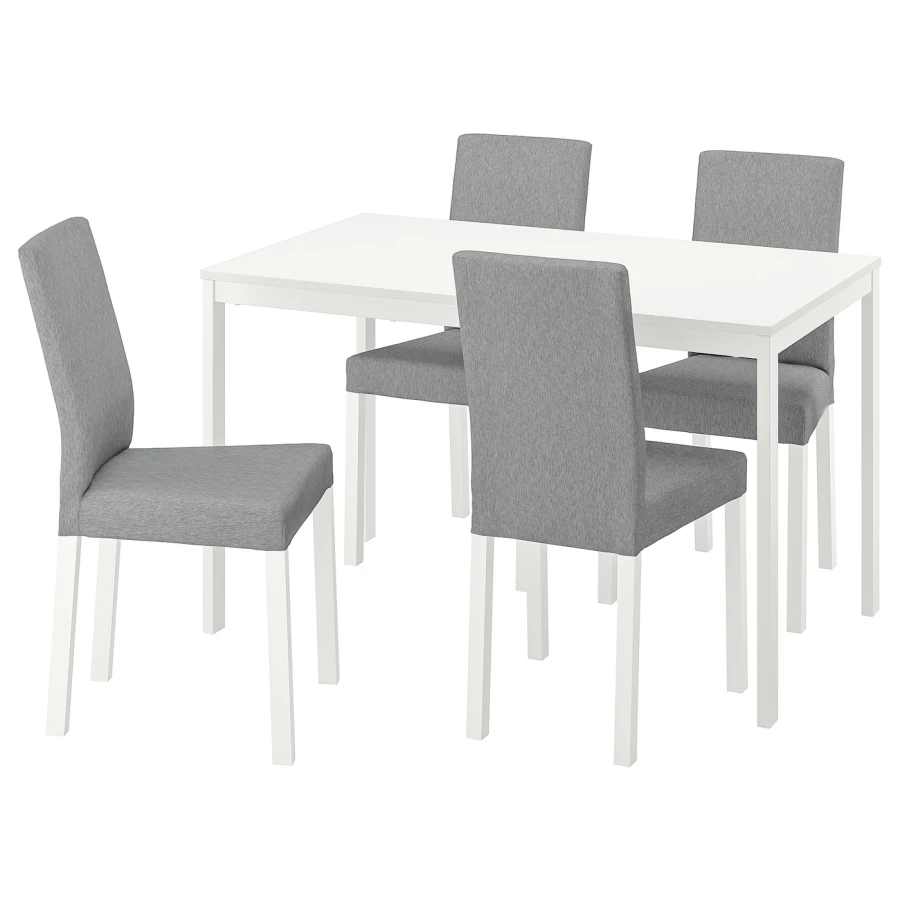 Стол и 4 стула - VANGSTA / KÄTTIL IKEA/ ВАНГСТА/КЕТТИЛЬ ИКЕА, 180/120 см, белый/серый (изображение №1)