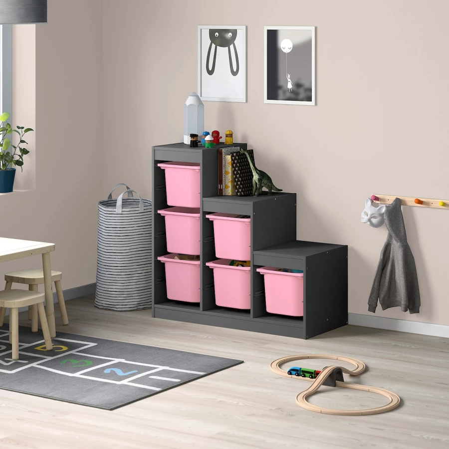 Стеллаж - TROFAST IKEA/ ТРУФАСТ ИКЕА,  99х94х44 см, черный/розовый (изображение №2)