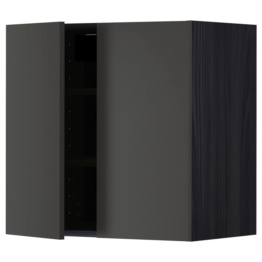 Навесной шкаф с полкой - METOD IKEA/ МЕТОД ИКЕА, 60х60 см,  черный (изображение №1)