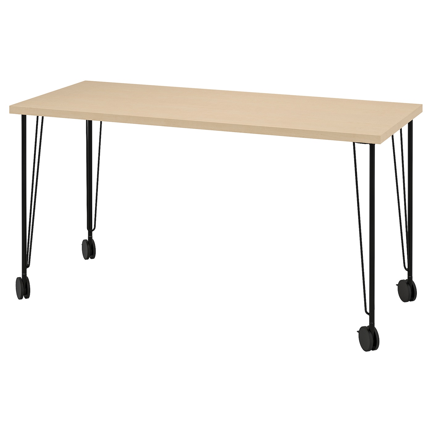 Письменный стол MÅLSKYTT/MALSKYTT/KRILLE, 140х60 см, под беленый дуб/черный, МОЛСКЮТТ/КРИЛЛЕ ИКЕА