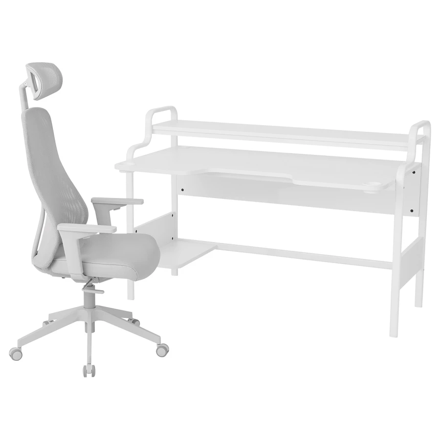 Игровой стол и стул - IKEA FREDDE / MATCHSPEL, белый/серый, ФПЕДДЕ/МАТЧСПЕЛ ИКЕА (изображение №1)