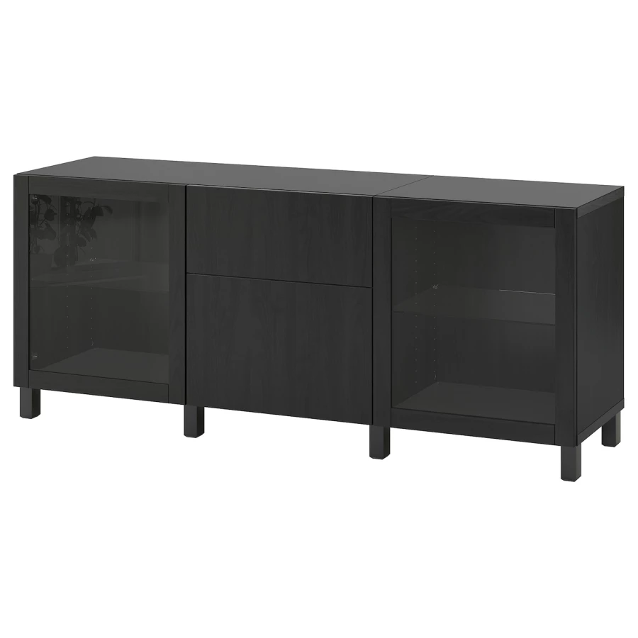 Комбинация для хранения - IKEA BESTÅ/BESTA/БЕСТА/БЕСТО ИКЕА, 180x42x74 см, черный (изображение №1)